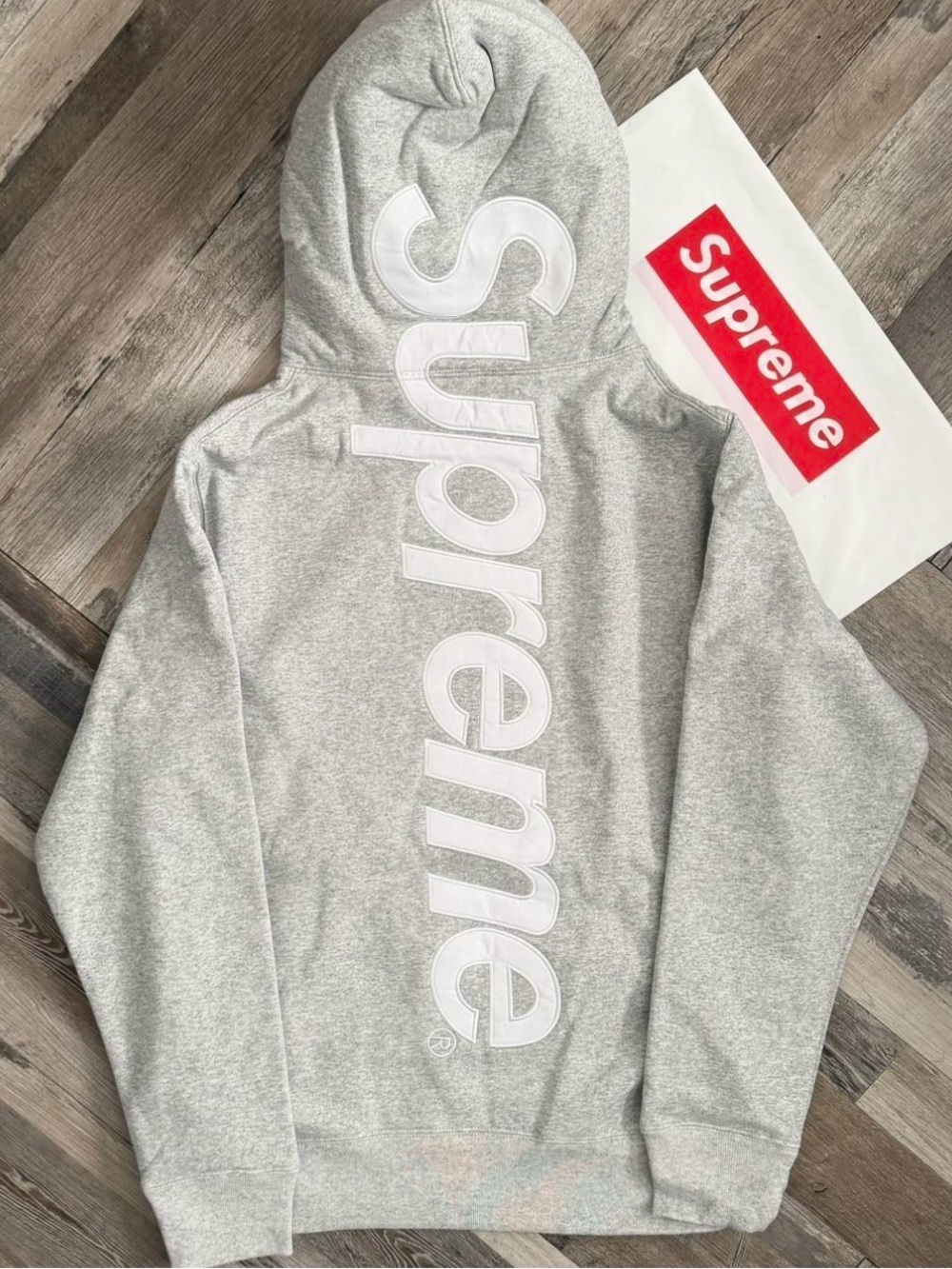 Supreme Vertical Logo Grey Hoodie